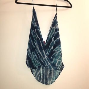 Blue tie dye halter top